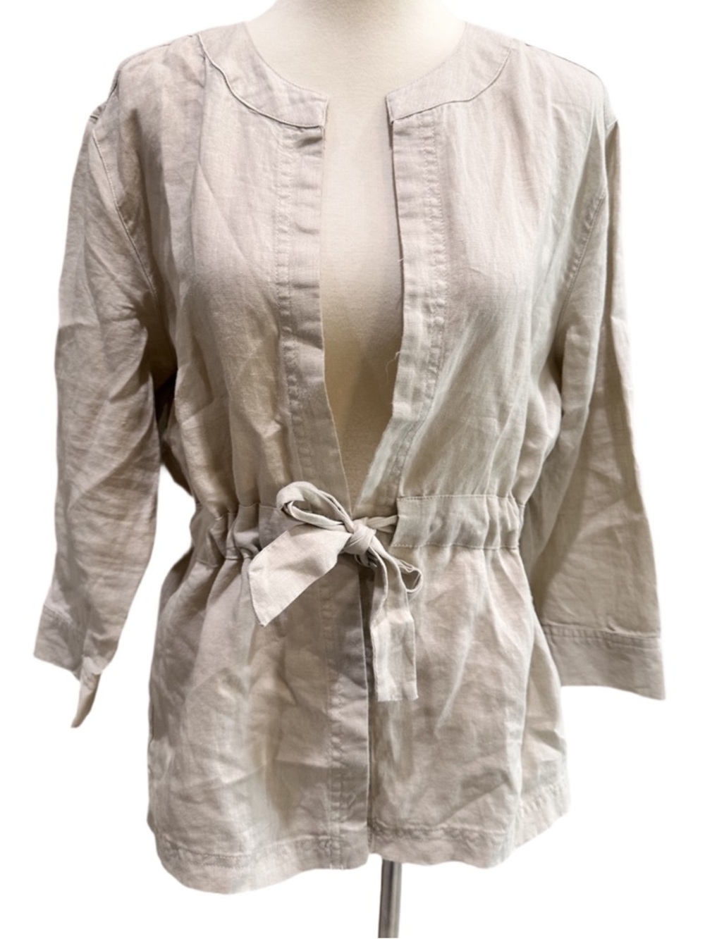 Willi Smith New With Tags Lightweight Tie-Waist Linen Jacket in Neutral Beige